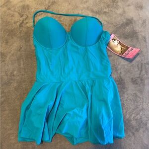 Bettie Page Teal Swimsuit